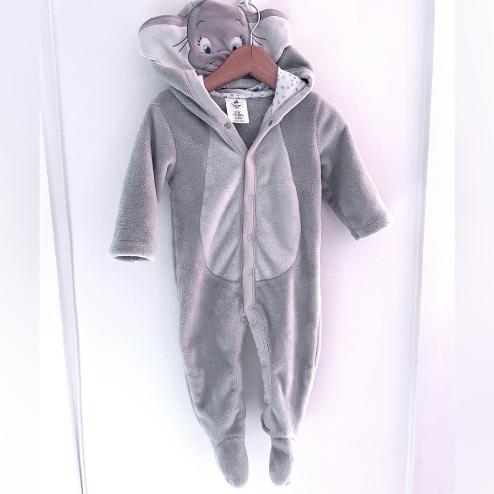 NEW Dumbo Disney Baby Jumpsuit Snowsuit, Dumbo Ears Face Hood, Super Soft Plush - Picture 10 of 16